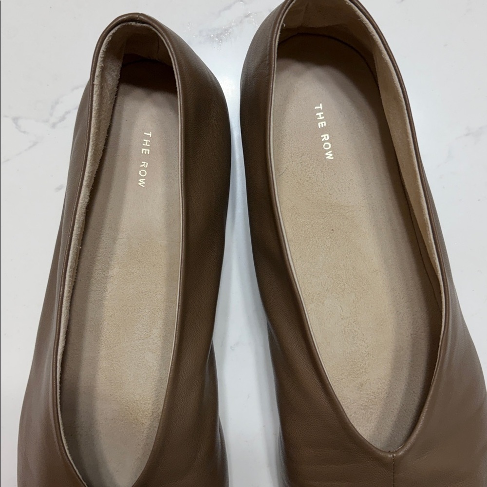 The Row Women's Brown Leather Flats - Picture 3 of 7